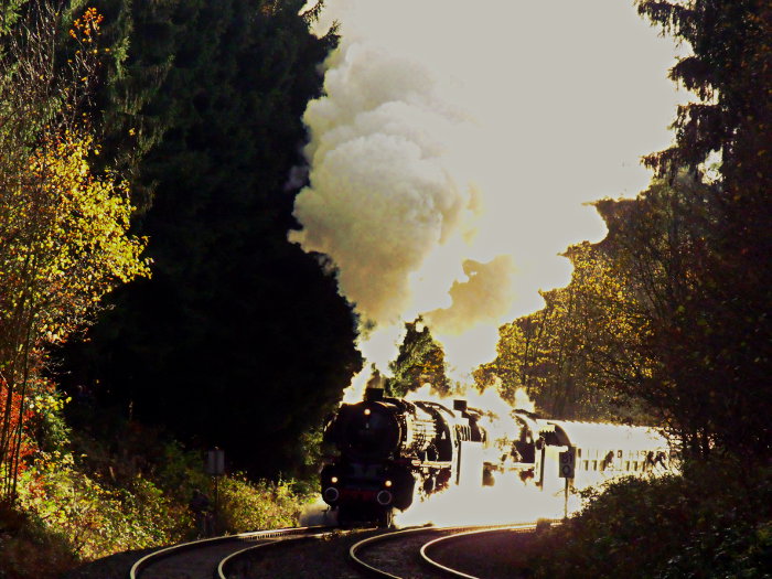 01&nbsp;150 + 01&nbsp;202 mit DPE&nbsp;25048, genauso schön und laut, wieder bei km&nbsp;81,0 vor Marktschorgast, um 15:09h am 09.11.2013