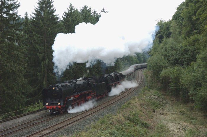 01&nbsp;066 + 01&nbsp;202 mit Sonderzug auf der Schiefen Ebene, 20.09.2008