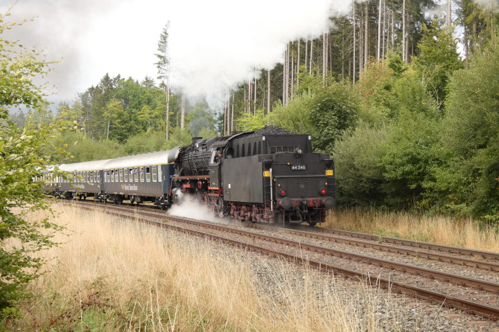 44&nbsp;546 schiebt Zug 56722 N.W.&rarr;Marktschorgast bei Km&nbsp;80,8, um 16:31h am 10.09.2022
