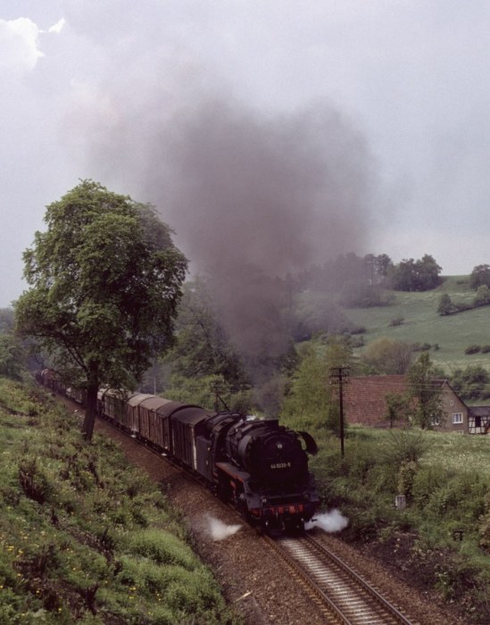 44&nbsp;0233 mit Ng ->Gera  am Orla-Tal vor Neunhofen, am 16.05.1981