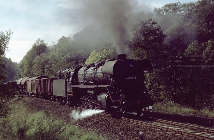 44&nbsp;0115 mit Gz ->Gera im Orla-Tal bei Schlagmühle, 26.09.1981