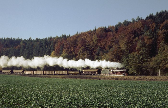 44&nbsp;0093 mit Güterzug 80170 auf der Werrabahn bei Windenhof, 29.10.1999
