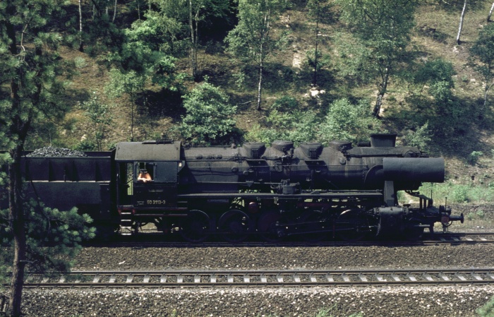 50&nbsp;3113 Lz (aus Schubleistung) abwärts bei Dresden-Klotzsche, 17.07.76