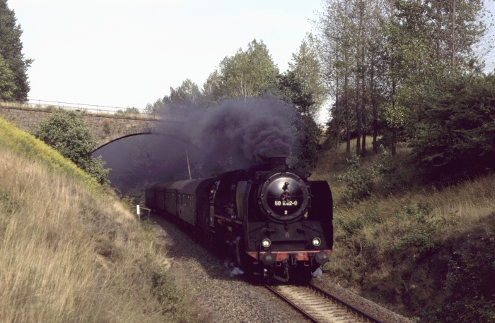 50&nbsp;1002 mit P&nbsp;15771 bei Wahnitz, 03.09.1982