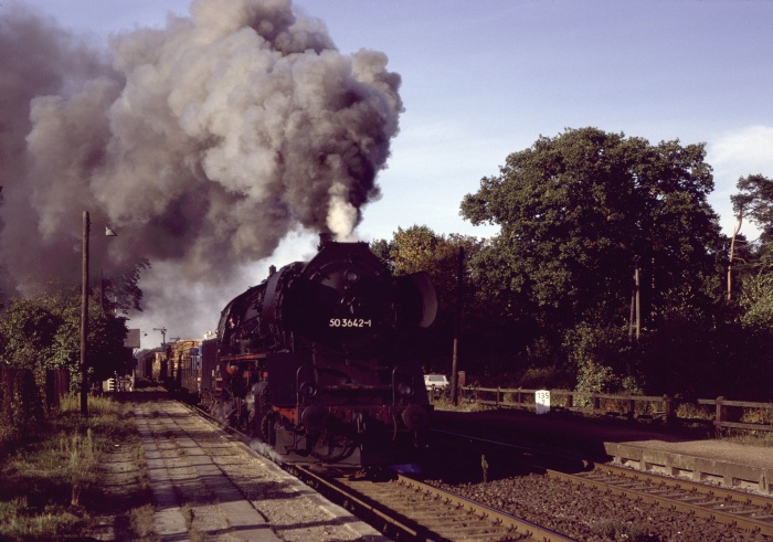 50&nbsp;3642 mit Ng&nbsp;61851 Ausfahrt Dergenthin, um 15:36h am 01.10.1983