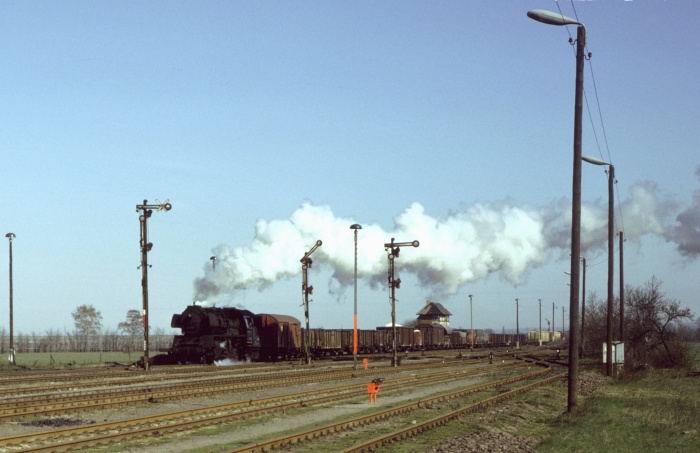 50&nbsp;3556 mit Dg&nbsp;54774 Durchfahrt Nienhagen, 18.04.1982