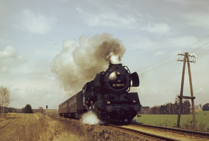 50&nbsp;3638 mit P&nbsp;6451 bei Klötze, 29.03.1983