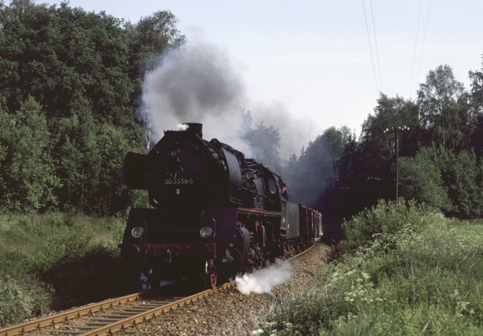 50&nbsp;3536 mit Gz an der Einfahrt von Großvoigtsberg, 18.06.1982