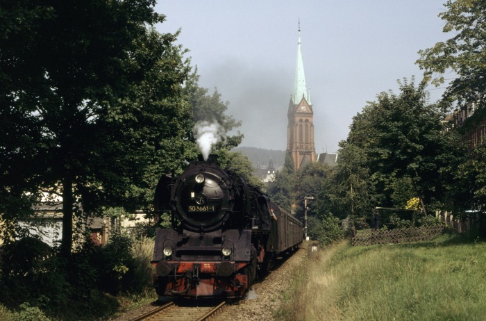 50&nbsp;3661 mit P&nbsp;17624 hinter Aue, 31.08.1983