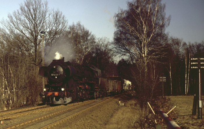 52&nbsp;8124 mit Ng einfahrend Pulsnitz, am 20.02.1982
