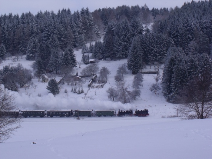 Lok&nbsp;20&nbsp;Tv + 930&nbsp;Tv mit Alb-Bahn-Sonderzug Richtung Schelklingen, Schub: 58&nbsp;311&nbsp;Tv, südlich von Münsingen, um 11:56h am 06.01.2017