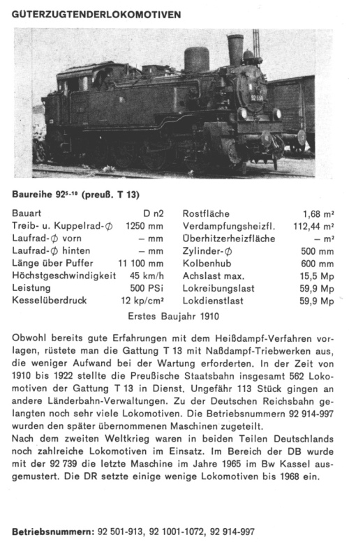 Kurzbeschreibung der Baureihe&nbsp;92.5