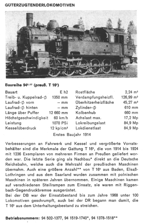 Kurzbeschreibung Baureihe 94.5 (preuß.&nbsp;T16.1)