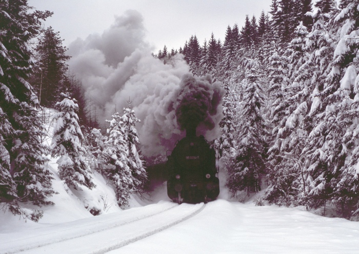 95&nbsp;0014 mit P&nbsp;18003 im Finstern Grund -Einschnitt, am 02.01.1980