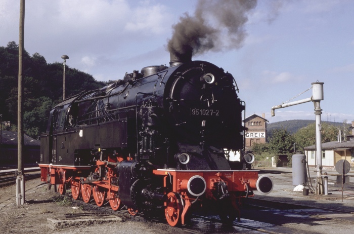 95&nbsp;027 im Bw Greiz, am 21.09.1990