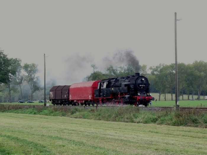 95&nbsp;027 mit Güterzug DGzv203 Ausfahrt Oberrohn, um 10:38h am 08.10.2010
