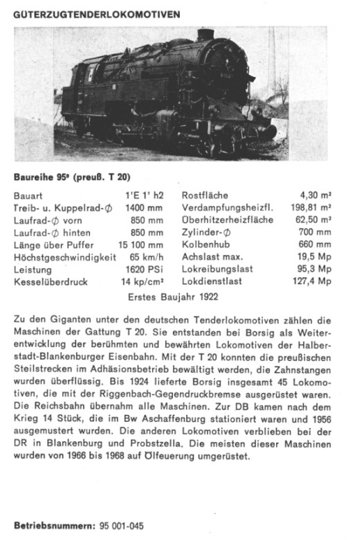 Kurzbeschreibung Baureihe&nbsp;95 (ex preuß. T20)