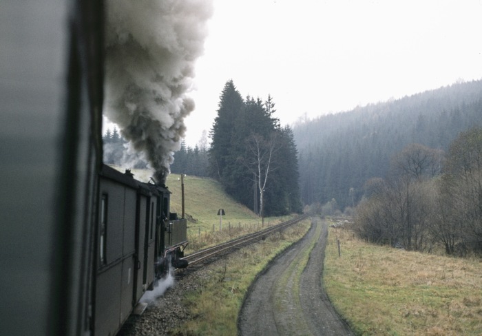 Blick aus P&nbsp;14287 oberhalb von Schmalzgrube, am 28.10.1977