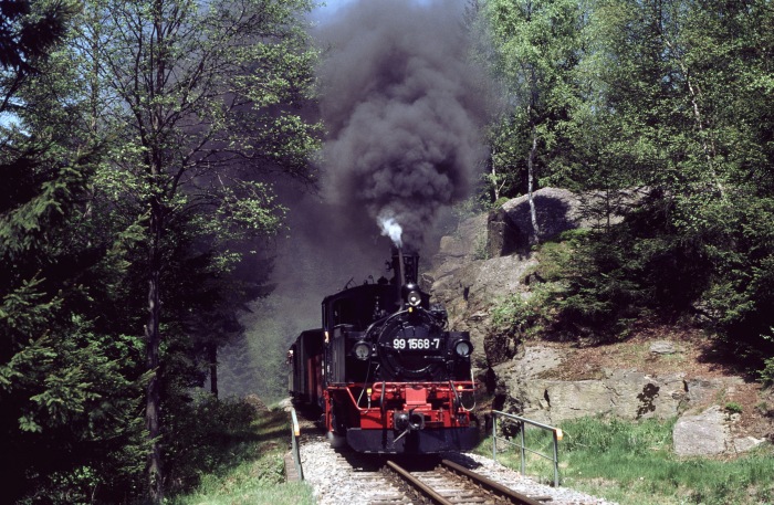 99&nbsp;1568 mit PmG am Loreleifelsen vor Schlössel, am 25.05.2001