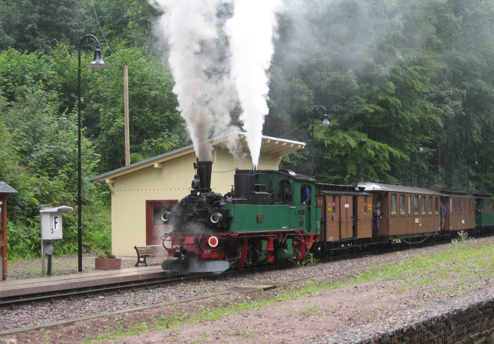 Nr.176 hinten am P&nbsp;5207 beim Halt in Spechtritz, am 18.07.2009