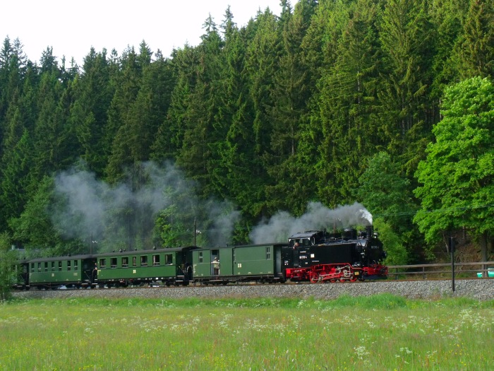 99&nbsp;1715 mit Zug&nbsp;29 Halt und Abfahrt Haltepunkt Forellenhof (vor Schmalzgrube), um 18:15h am 07.06.2014