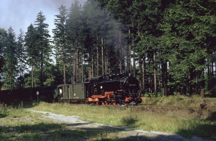 99&nbsp;1791 mit P&nbsp;14315 hinter Vierenstraße im Wald, am 08.09.1989