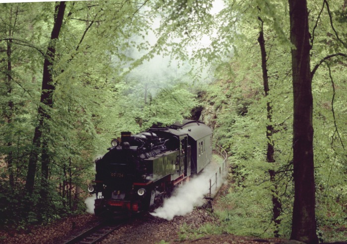 99&nbsp;734 mit RB im Rabenauer Grund, am 02.05.1998