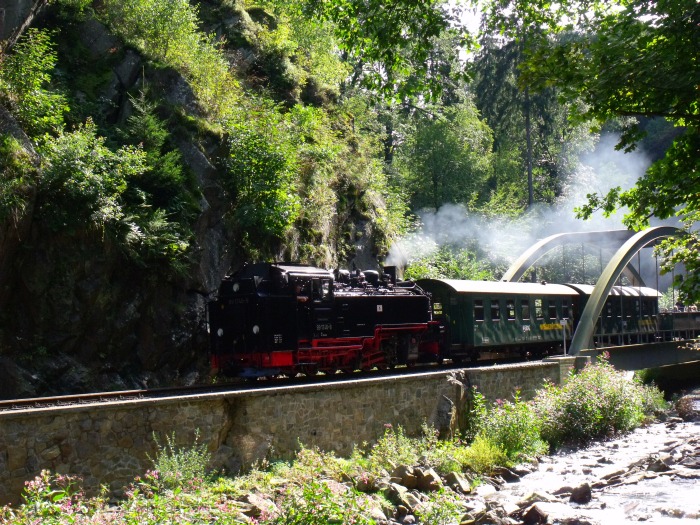 99&nbsp;1746&nbsp;Tv mit P&nbsp;5007 abwärts fahrend im Spechtritzgrund an der neu gebauten Roten Weißeritz-Brücke oberhalb vom Bahnhof Rabenau, um 15:38h am 29.08.2011