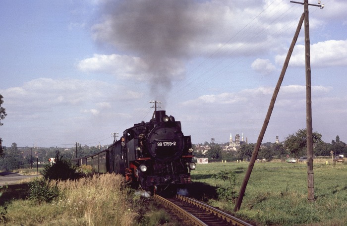 99&nbsp;1759 mit P&nbsp;14184 hinter Zittau- Vorstadt, um 14:33h am 31.08.1989