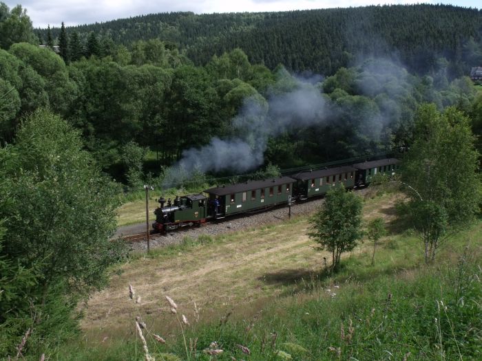 No&nbsp;54 mit Zug Nr.11 hinter Ausfahrt Schmalzgrube, um 11:25h am 23.07.2011