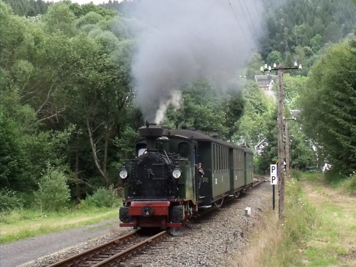 No&nbsp;54 mit Zug Nr.15 hinter Ausfahrt Schmalzgrube, um 15:29h am 23.07.2011