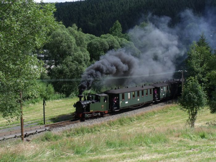 No&nbsp;54 mit Zug Nr.11 hinter Ausfahrt Schmalzgrube, um 11:29h am 24.07.2011