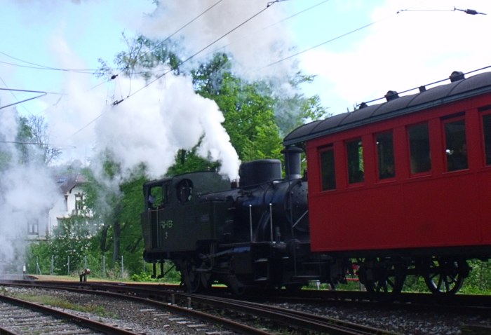 RHB&nbsp;3 Ausfahrt Wienacht-Tobel nach Heiden hoch, um 11:17h am 04.05.2014