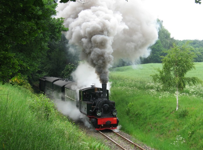 Lok&nbsp;HOYA mit Personenzug Nr.7 Abfahrt am Haltepunkt Vilser&nbsp;Holz, um 14:19h am 26.05.2007