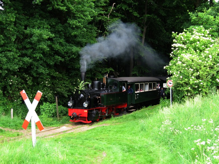 HOYA mit Zug Nr.105 rollt im Hp&nbsp;Vilser&nbsp;Holz ein, um 11:30h am 27.05.2007