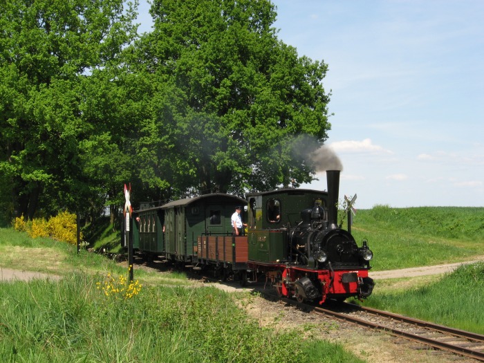 FRANZBURG mit Zug&nbsp;807 am Bahnübergang hinterm Einschnitt hinter Vilser&nbsp;Holz, um 15:06h am 12.05.2008