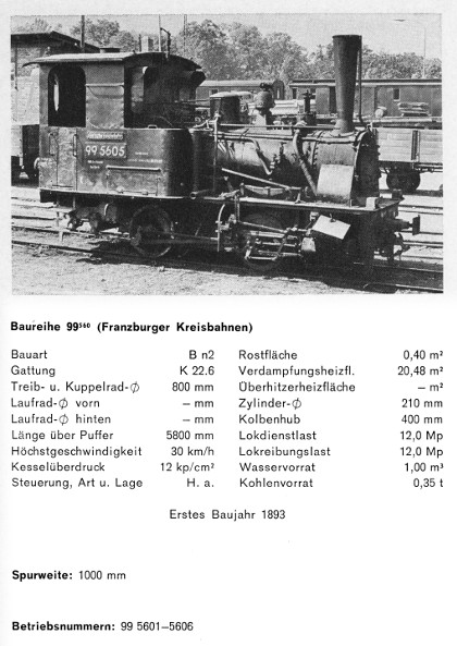 Kurzbeschreibung ex Baureihe 99&nbsp;560 - heute Lok FRANZBURG als einzige betriebsfähige Museumslok der Baureihe - Teil&nbsp;1