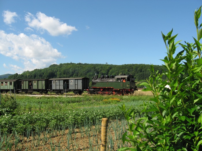 Nr.16&nbsp;Tv mit Zug abwärts nach Nürtingen zwischen Linsenhofen und Frickenhausen, am 17.06.2007