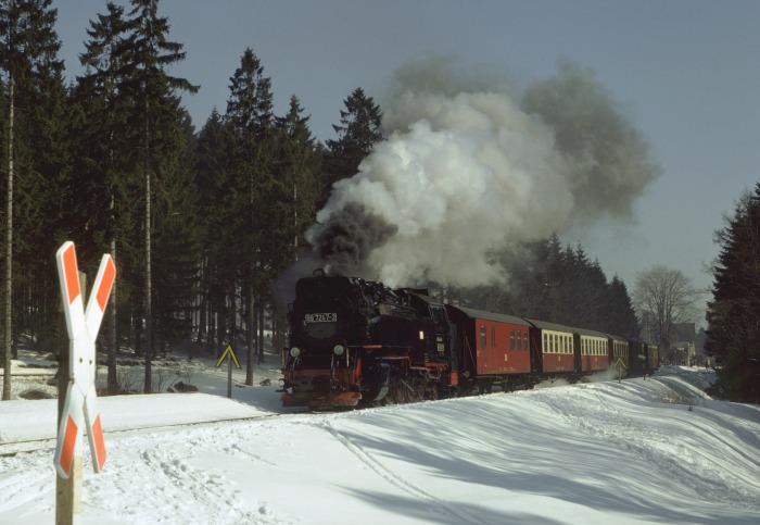 99&nbsp;7247 mit P&nbsp;14403 kurz hinter Drei Annen Hohne, am 14.03.1987