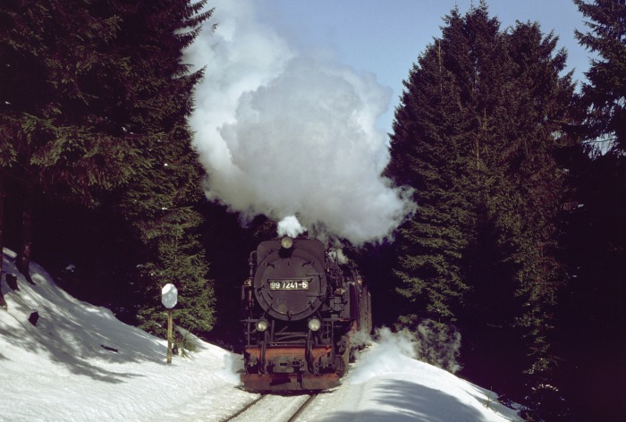 99&nbsp;7241 mit P&nbsp;14407 im Wald vor Drei Annen, am 14.03.1987