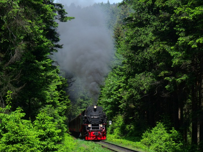 99&nbsp;7240 mit Zug&nbsp;8941, hinter der Eckerloch-Kurve, um 12:36h am 08.06.2016