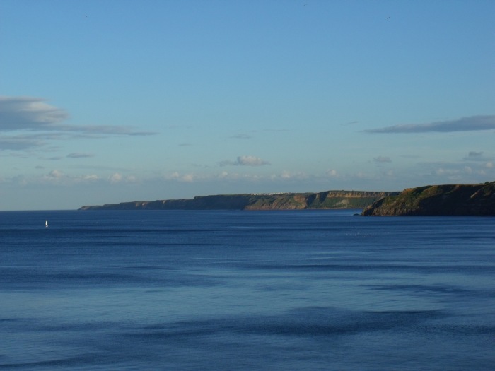 Blick von Scarborough aus in Richtung Süden und dem Kurort Filey