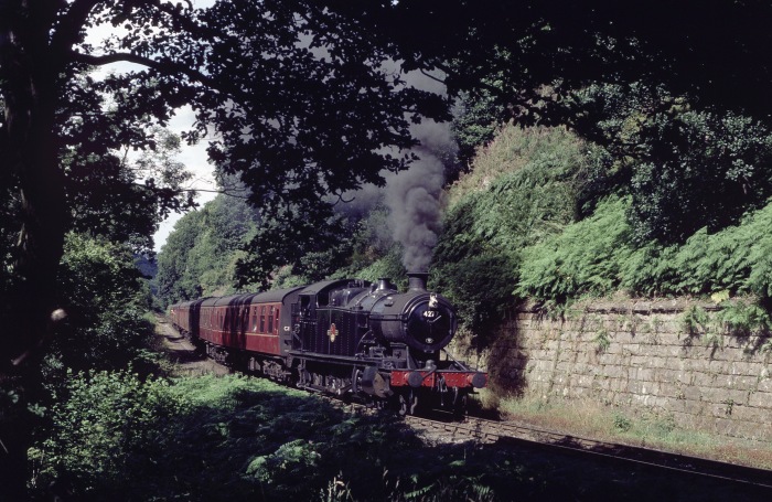 4277 bergfahrend vorm Einschnitt bei Beck&nbsp;Hole, 30.07.2001